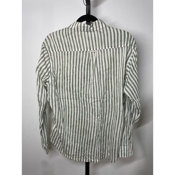 EMERSON FRY Ryan Shirt Organic Cotton Button Up Striped Oversized Green White M - Picture 8 of 10